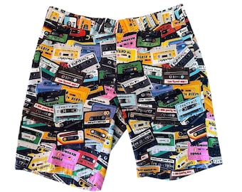 Vintage Y2K Cassette Tape Print  Bermuda Short from Loudmouth Golf Waist Size 36”