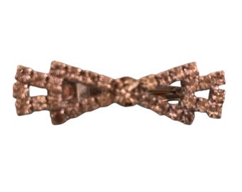 Vintage 60s Rhinestone Embellished Bow Hair Barrette.