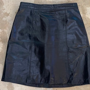 Vintage 1980s Marco Maroni Black Leather Mini Skirt