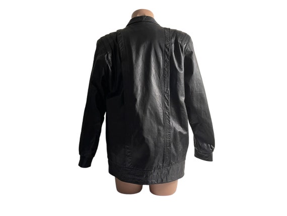 Vintage 80s Womens Black Leather Jacket - image 5