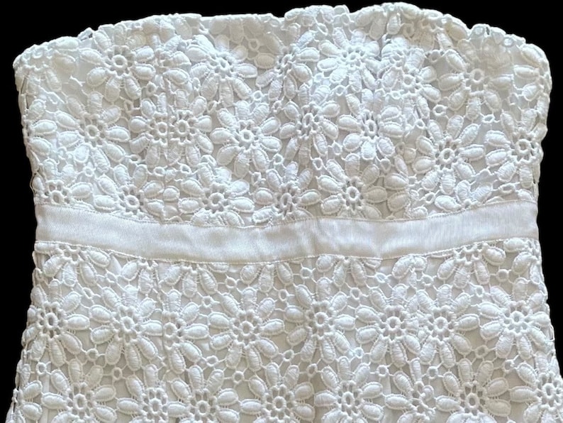 Lilly Pulitzer Bowen White Vintage Floral Lace Strapless Dress Size 0 image 2