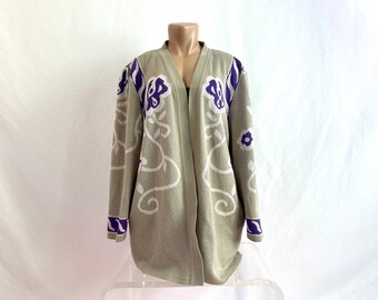 Vintage 70s Boho Style Open Front Cardigan Sweater by Arthur Kohler for Tricoville of London