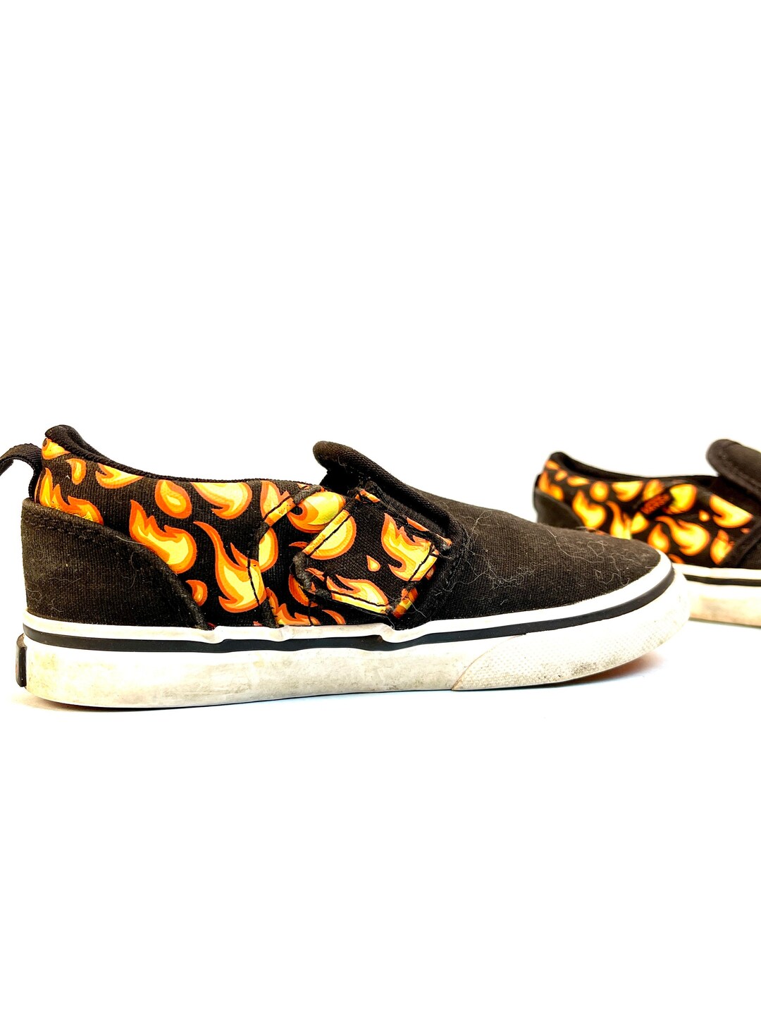 Classic Vans Flame Print Slip on Sneaker Toddler Size 10