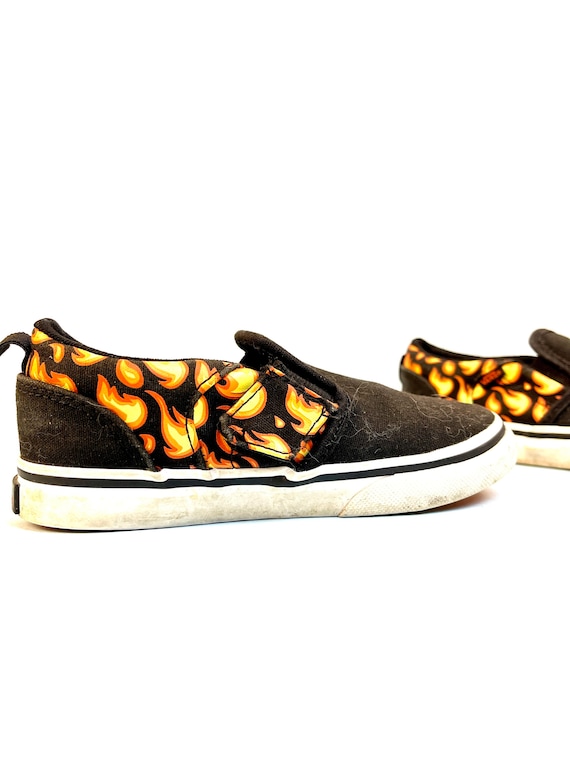 Classic Vans Flame Print Slip On Sneaker Toddler S