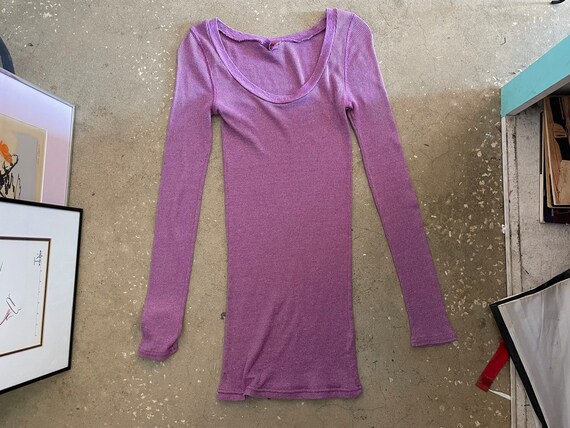 Vintage 90s Solid Purple Long Sleeve Knit Top by … - image 4