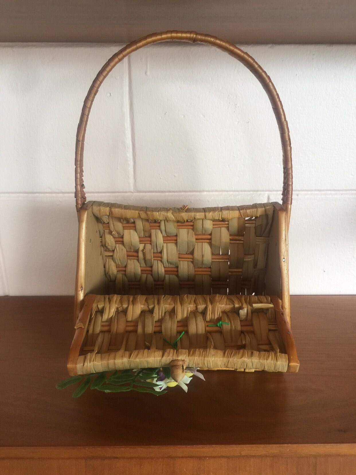 Vintage 1950s Woven Basket Purse With Faux Flower Details by Etsy
