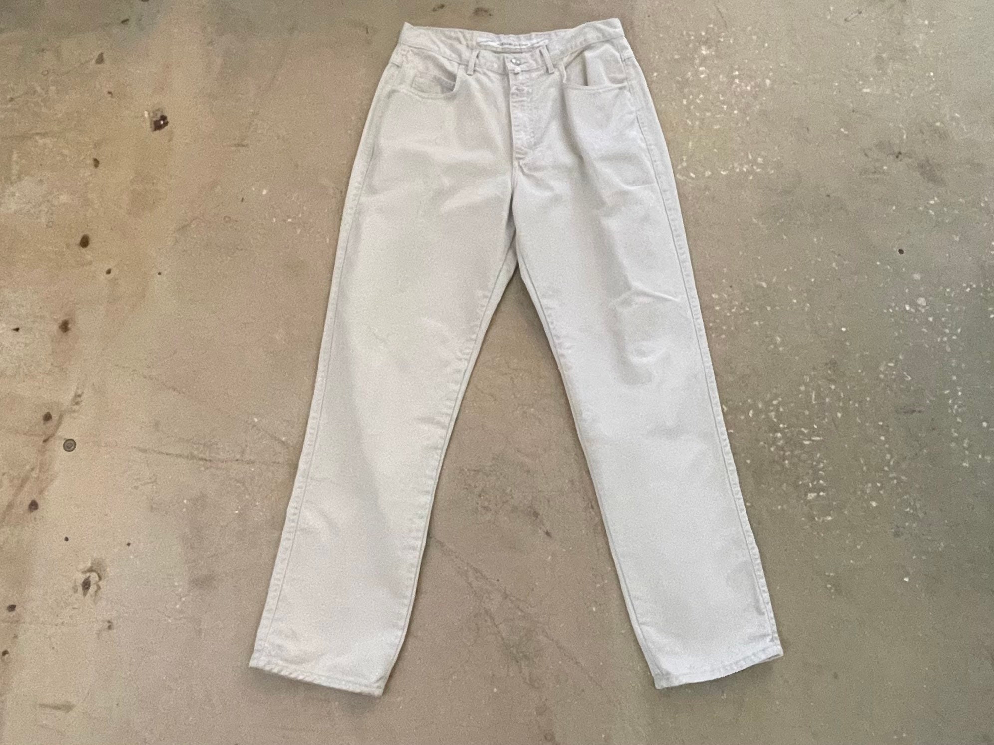 white leather pants / vintage 80s high waist stove pipe cigarette