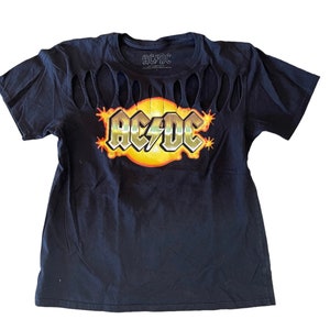 80s Style Cut Up AC DC T-Shirt Size Large