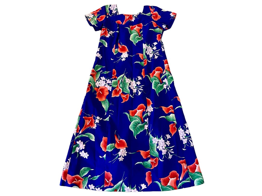 Vintage 1970s Hawaiian Floral Print Waterfall Dress by Hilo Hattie Size ...
