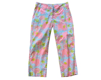 Vintage 00s Lilly Pulitzer Elephant Print Pants Size 8