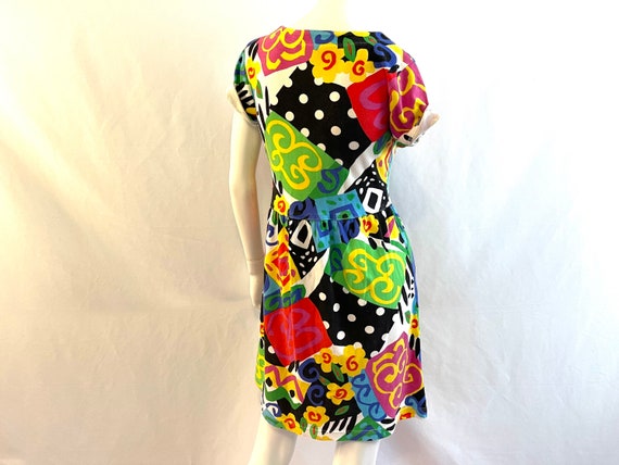 Vintage 80s Printed Knit Mini Dress by Adrienne V… - image 4