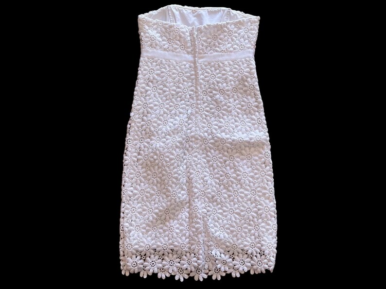 Lilly Pulitzer Bowen White Vintage Floral Lace Strapless Dress Size 0 image 4