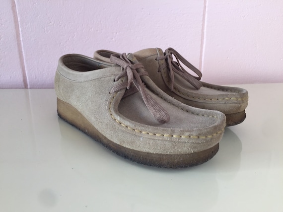 Clarks Original Wallabee Beige Suede Oxford Moccasin Shoes -