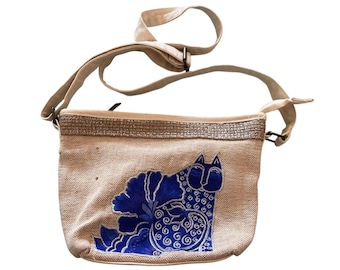 Vintage 90s Blossoming Felines Crossbody Handbag by Laurel Burch
