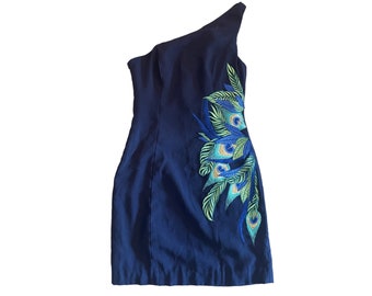 Vintage Lilly Pulitzer Jamie Asymmetrical Peacock Embroidered Sheath Dress Size 00 Etsy