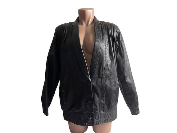 Vintage 80s Womens Black Leather Jacket - image 1