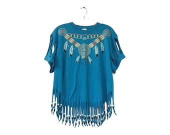 Vintage 80s Cut & Beaded Dream Catcher Tee Shirt