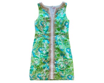 Lilly Pulitzer Janice It's A Zoo Limeade Shift Dress Size 2
