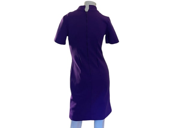Vintage 60s Purple Mock Neck Short Sleeve Dress - image 3