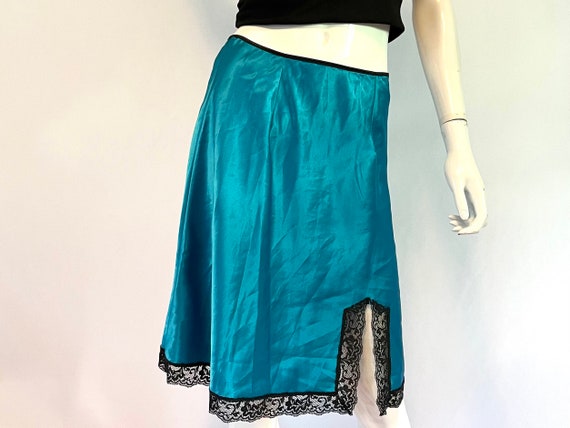 Vintage 1990s Satin + Lace Slip Skirt by Victoria… - image 1