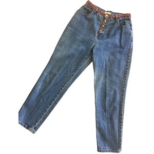 Vintage 1980s High Waist Button Fly Denim Jean by RTW Size Womens 16