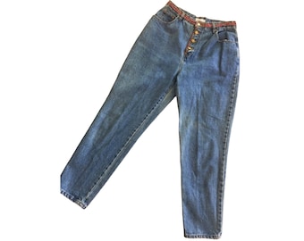 Vintage 1980s High Waist Button Fly Denim Jean by RTW Size Womens 16