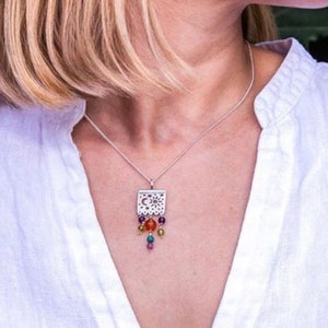 Sterling Silver Papel Picado Pendant Necklace from Taxco, Calaca Pendant.