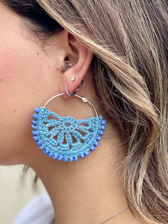 Knitted Earrings, Handmade Earrings, Women Earrings, Crochet