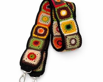 Crocheted Bag Strap Handmade | Boho Crochet Purse Strap Replacement | Colorful Granny Square Strap | Artisan Bag Strap | Bootsologie