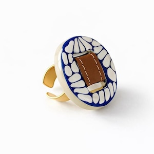 Colorful Handmade Talavera Pottery Adjustable Mexican Ring, Bohemian Jewelry, Anillo Hecho a Mano., Regalo para Mujer.