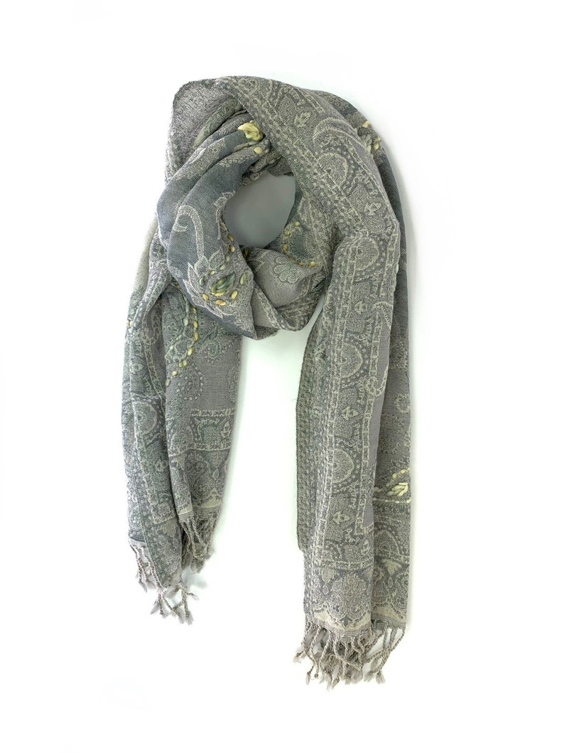 embroidered wool scarf