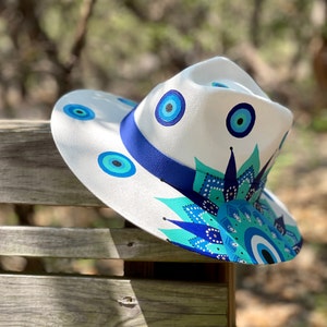 Handgeschilderde hoeden, boze ooghoed, panamahoeden, sombrero Mexicano, fedorastrohoed, mandala, strohoed, zomerhoed, Regalo para Mujer.