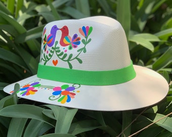 Mexican Artisanal Hat, Hand Painted Hat, Colorful Floral Hat, Traditional Mexican Hat, Floral Painted Hat, Mexican Hat, Handmade Hat, Otomi.