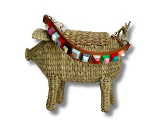 Handgewebte Schweine Raffia Clutch: Mexikanische Geldbörse