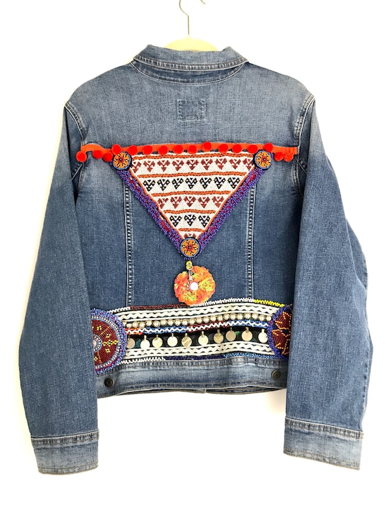 mirror work denim jacket