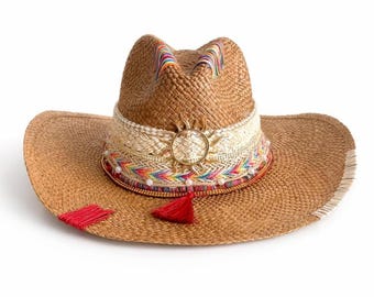 Handmade Straw Fedora Hat for Women | Hand Embroidered Colombian Hat | Boho Western Summer Hat | Regalo para Mujer | Bootsologie