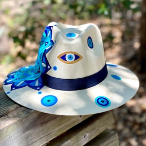 Hand Painted Hats, Mandala Hat, Panama Hats, Sombrero Mexicano, Fedora Straw Hat, Evil Eye, Straw Hat, Summer Hat, Regalo para Mujer.