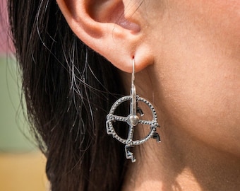 Pendientes Rueda de la Fortuna, Joyería Mexicana, Aretes de Plata, Regalo para mujer.