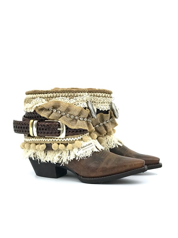 La Vaquera/ Custom reworked festival boho cowboy boots | Etsy