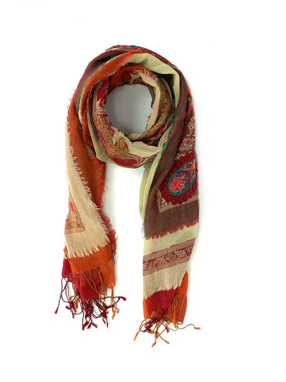 embroidered wool scarf