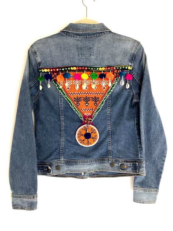 womens denim jacket with embroidery