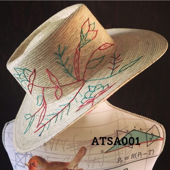 Embroidered Straw Hat Palm Hat Fedora Hat Decorated Hat Etsy