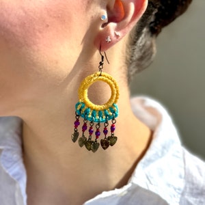Hand Knitted Earrings, Handmade Earrings, Women Earrings, Crochet Jewelry.