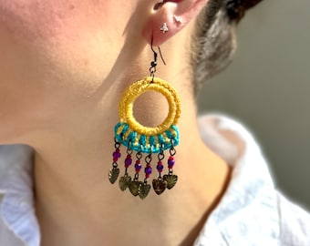 Hand Knitted Earrings, Handmade Earrings, Women Earrings, Crochet Jewelry.