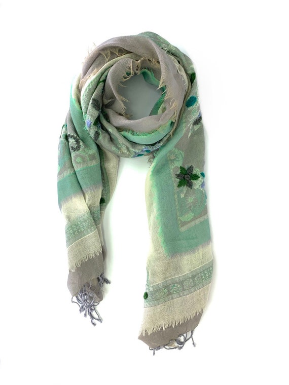 embroidered wool scarf