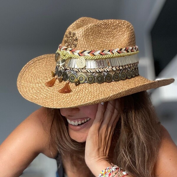 Sombrero Colombiano, Sombrero hecho a mano, Sombrero de paja hecho a mano, Sombrero de playa de paja, Sombrero de playa de paja mujeres