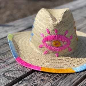 Handmade Fedora Sun Hat, Bamboo Straw Summer Hat, Mexican Sombrero, Boho Style Women&#39;s Gift.