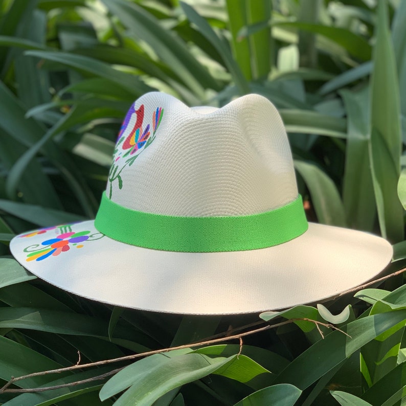 Fedora hat Unique hat Sun Hat Palm hat Decorated hat Otomi hat Hand painted hat Mexican Hat Panama Hat Womens Hat Beach hat.