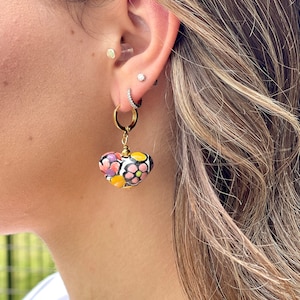 Colorful Hand Painted Ceramic Mexican Earrings for Mother&#39;s Day Gift.