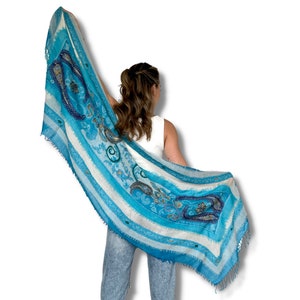 Elegant Embroidered Wool Pashmina Shawl Wrap for Women.